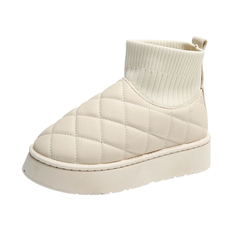 מגפי שלג לנשים קטיפה עיבוי 2023 חדש אופנה החורף קצר-צינור להחליק על לחם חם כותנה לוליטה נעליים חורף מגפיים - 5