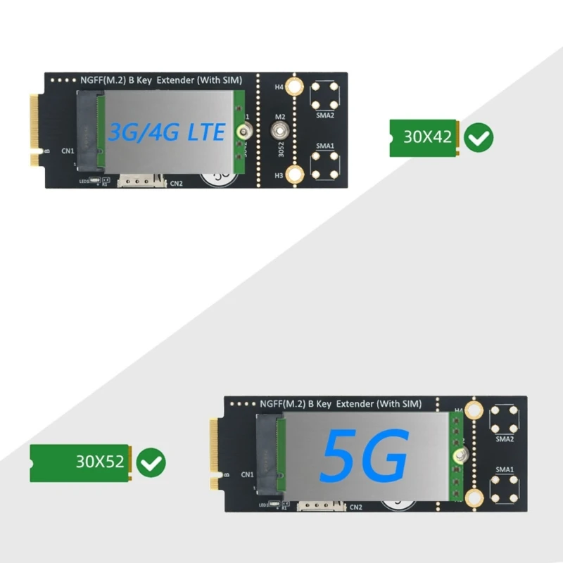 מהירות גבוהה M. 2(NGFF) מפתח ב. מתאם עם חריצים לכרטיס NANOSIM עבור 3G 5G מודול 3042/3052 סוג - 2