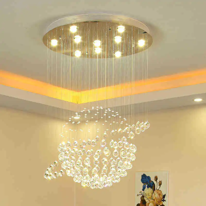 מודרני נברשת קריסטל עגול וילה מדרגות תליון אור יצירתי חדר האוכל תליון המנורה בסלון LED מנורת גלובוס nordi - 0