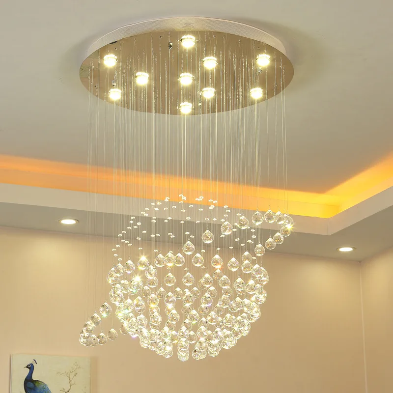 מודרני נברשת קריסטל עגול וילה מדרגות תליון אור יצירתי חדר האוכל תליון המנורה בסלון LED מנורת גלובוס nordi - 1