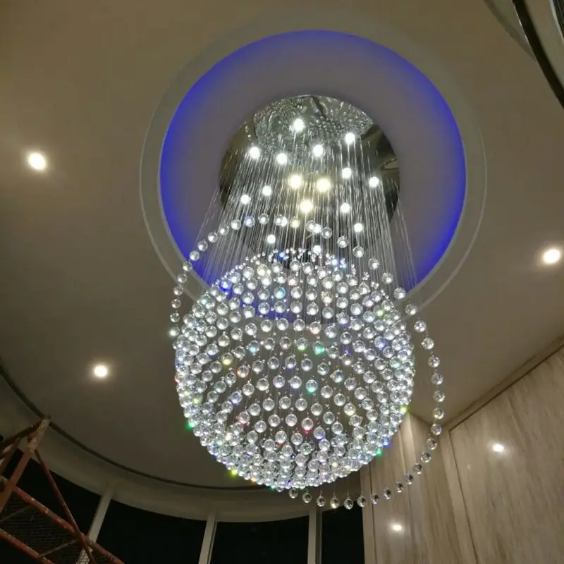 מודרני נברשת קריסטל עגול וילה מדרגות תליון אור יצירתי חדר האוכל תליון המנורה בסלון LED מנורת גלובוס nordi - 2