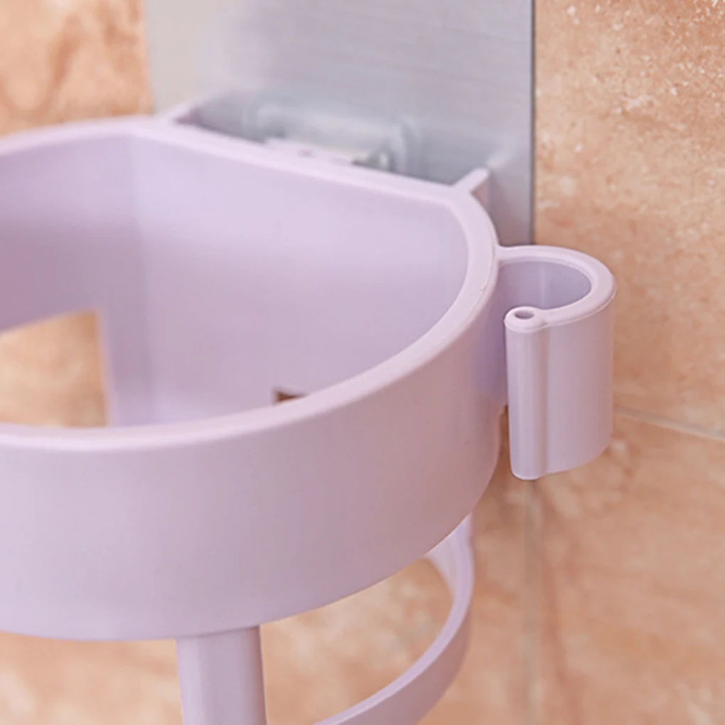 מייבש שיער אחסון סוגר ABS הקיר פלסטיק חוסך מקום מדף האמבטיה אחסון מתלה וו - 4