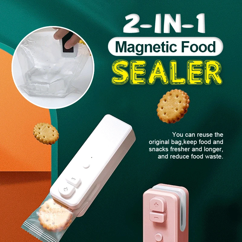 מיני נייד תיק אוטם 2 בתוך 1 חום איטום מכונת קאטר מגנטי נטענת USB כף יד חום איטום, עבור שקית פלסטיק. - 0