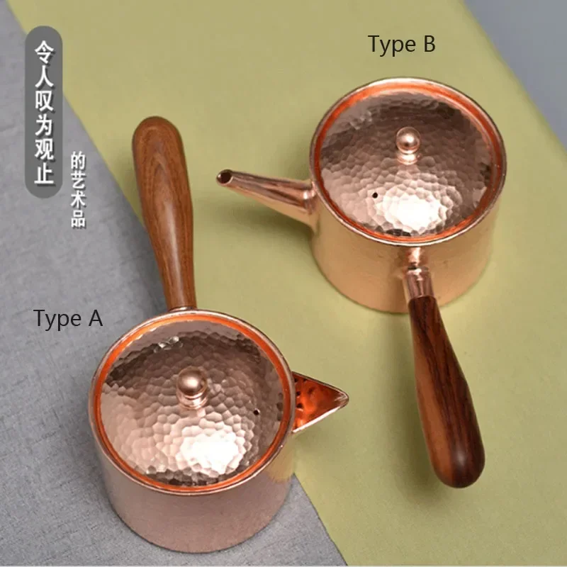 מלאכת-יד נחושת טהור קומקום מים קומקום תה, קפה סיר פטיש דפוס ידית אחת מים בדוד כלי שולחן Drinkware - 5
