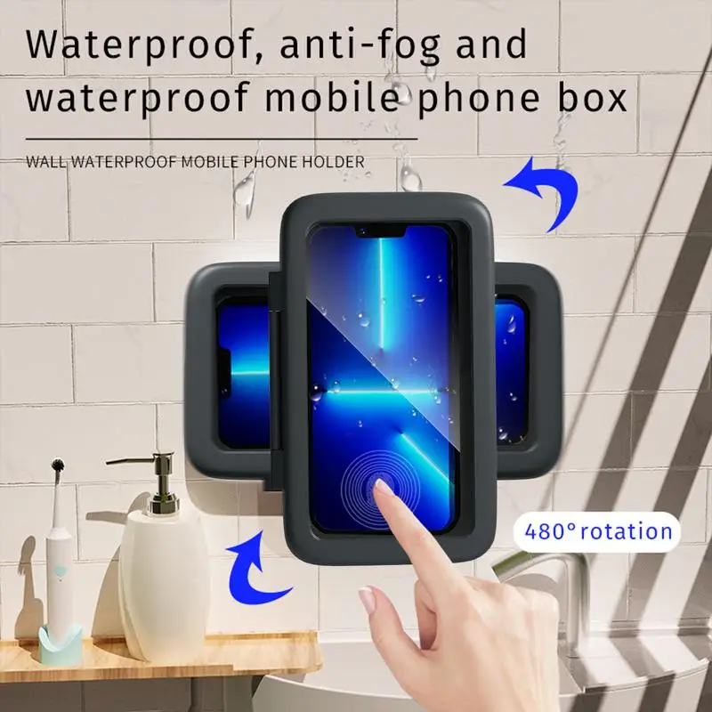 מקלחת מחזיק טלפון נייד טלפון סוגר את חדר האמבטיה רגישות גבוהה נייד טלפון הר עבור חדר האמבטיה - 3