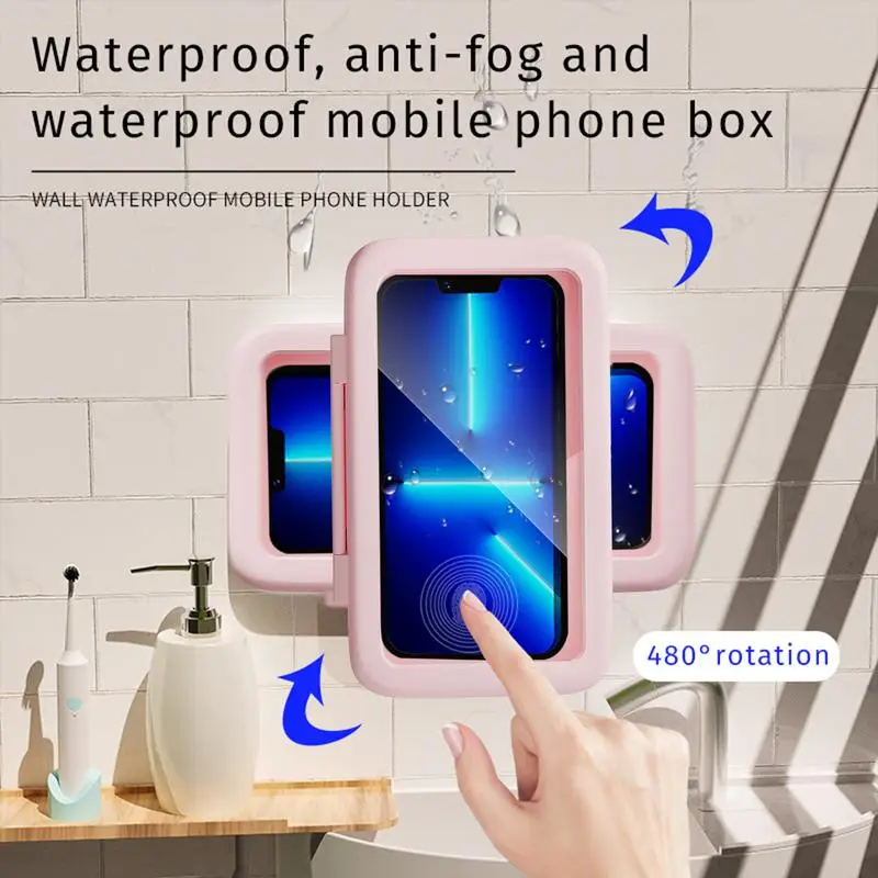 מקלחת מחזיק טלפון נייד טלפון סוגר את חדר האמבטיה רגישות גבוהה נייד טלפון הר עבור חדר האמבטיה - 4
