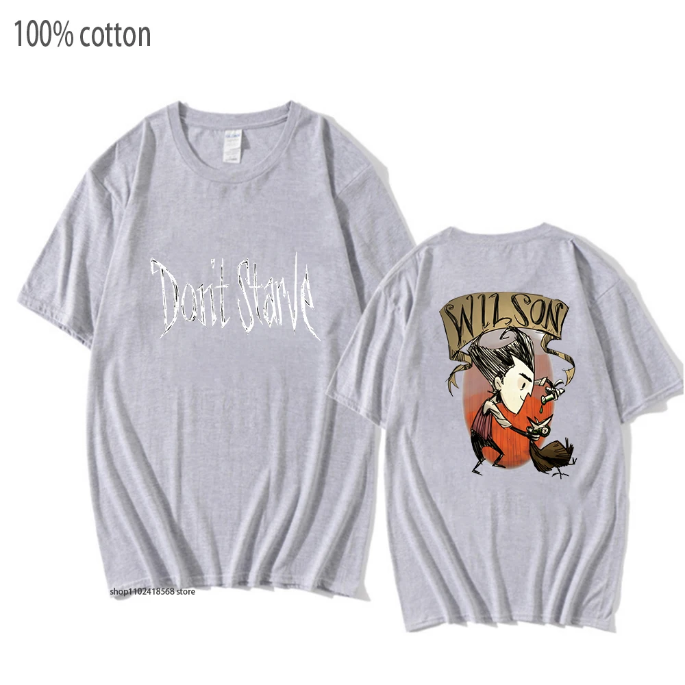 משחק הרפתקאות ווילסון חולצות לא להרעיב ביחד חולצות גברים קריקטורה אסתטי Tshirts 100% כותנה Tees שרוול קצר בגדי - 3