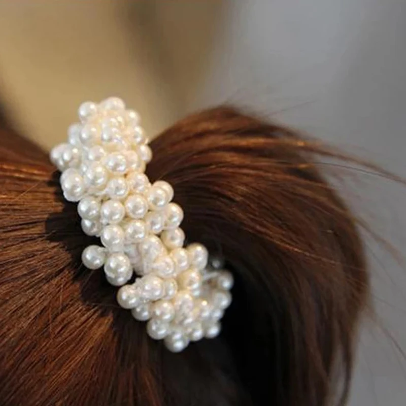 נשים אלגנטי פנינה סרט אלסטי חרוזים לשיער אביזרים לשיער - 2