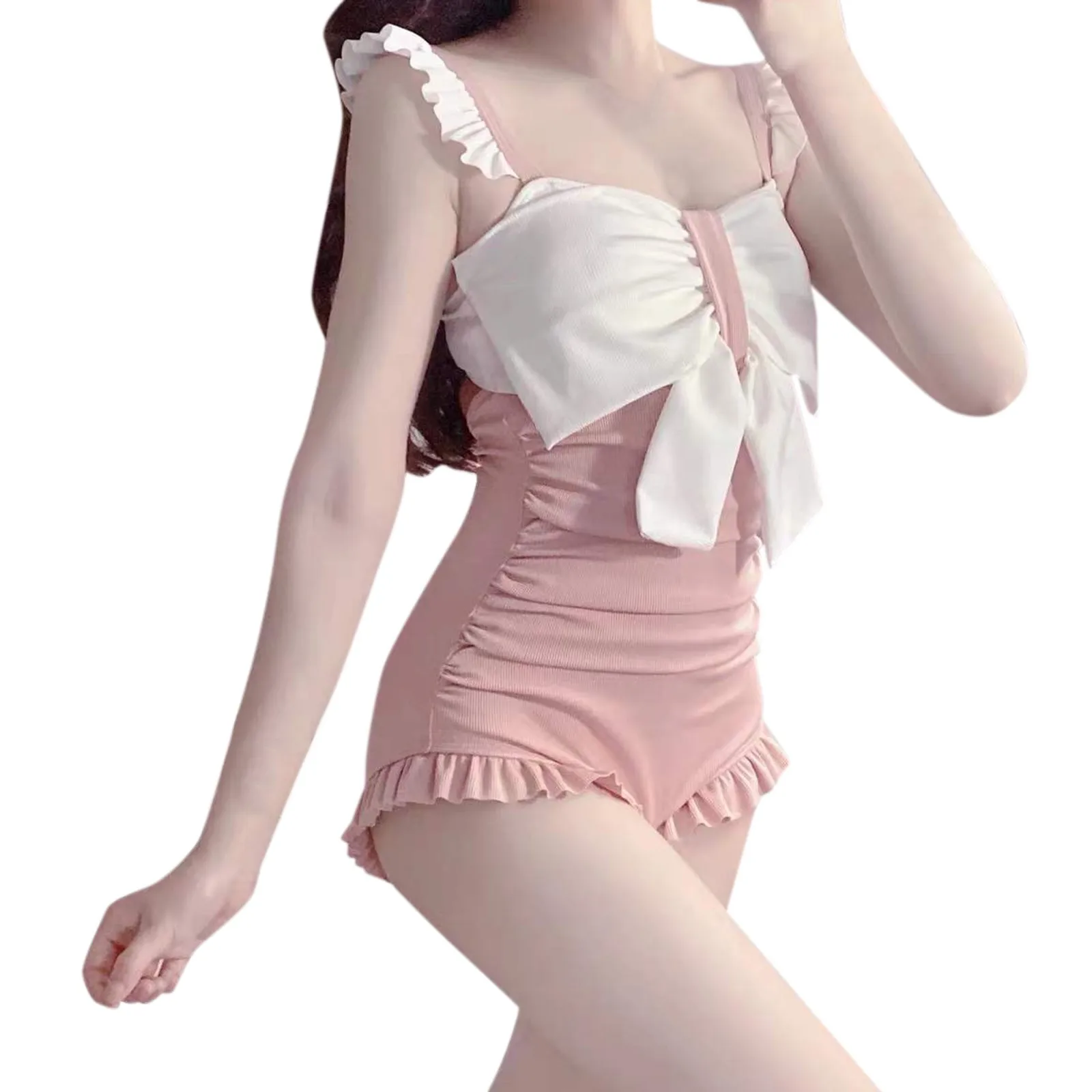נשים חתיכה אחת אופנה קשת מכנסיים קצרים בגד ים סקסי קיץ בגדי ים ביקיני בגד ים ללא משענת לפרוע Harajuku חוף בגדי ים 4 - 2