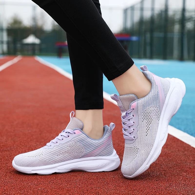 נשים נעלי ספורט קל משקל נעלי ריצה חיצוני הדרכה מקיפה נעליים אלסטי בדמינטון נעליים לבן - 2