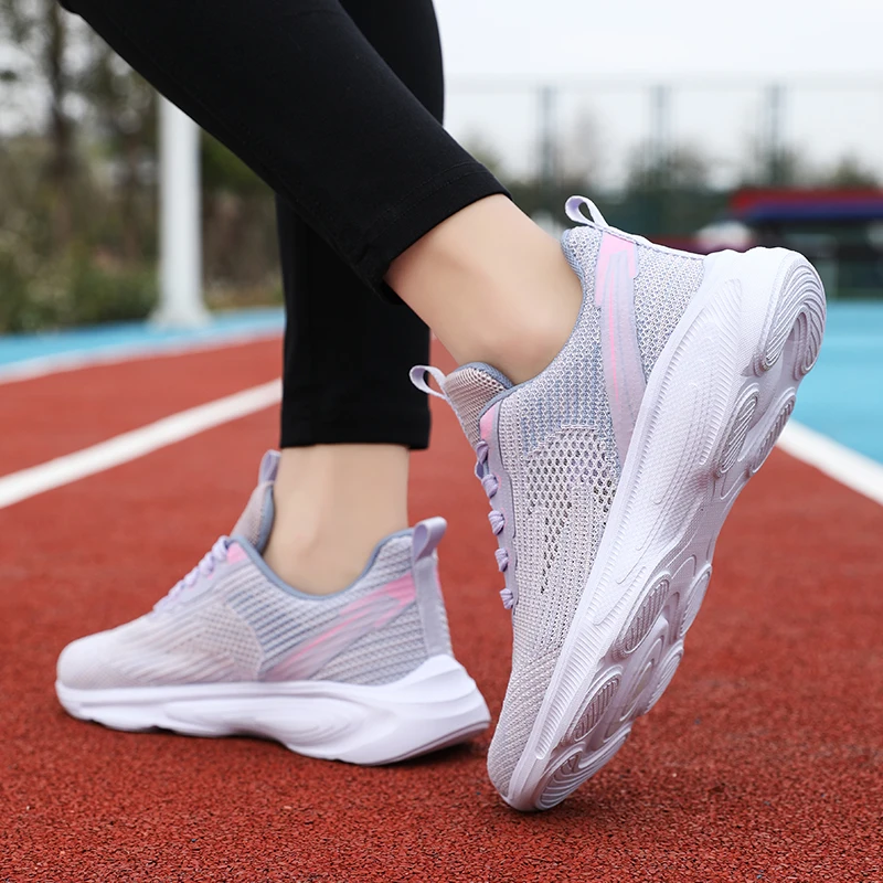 נשים נעלי ספורט קל משקל נעלי ריצה חיצוני הדרכה מקיפה נעליים אלסטי בדמינטון נעליים לבן - 3
