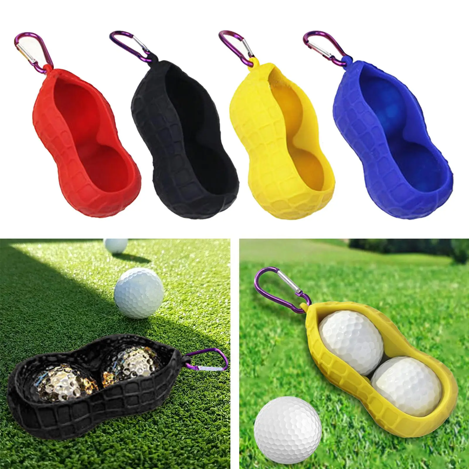 סיליקון כדור גולף מחזיק כפול חורים כדור גולף כיסוי קל מצורף תיק עם וו נייד נושא הכדור שרוול אביזרים - 0