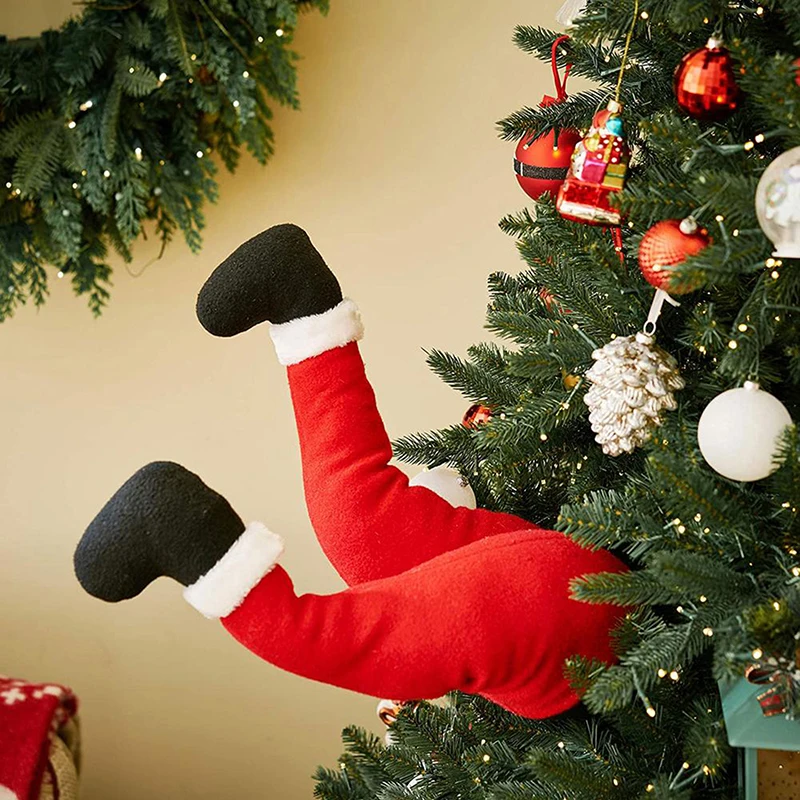 סנטה קלאוס רגליים עץ חג מולד קישוט קטיפה הדלת עיצוב סנטה קלאוס, שדון הרגל תפאורה חג המולד הבית תלויים קישוטים - 1