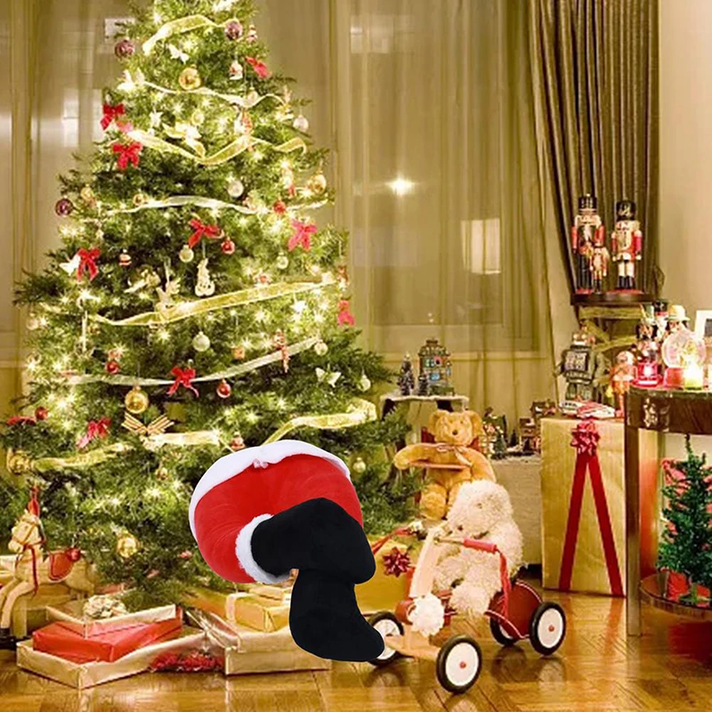 סנטה קלאוס רגליים עץ חג מולד קישוט קטיפה הדלת עיצוב סנטה קלאוס, שדון הרגל תפאורה חג המולד הבית תלויים קישוטים - 2