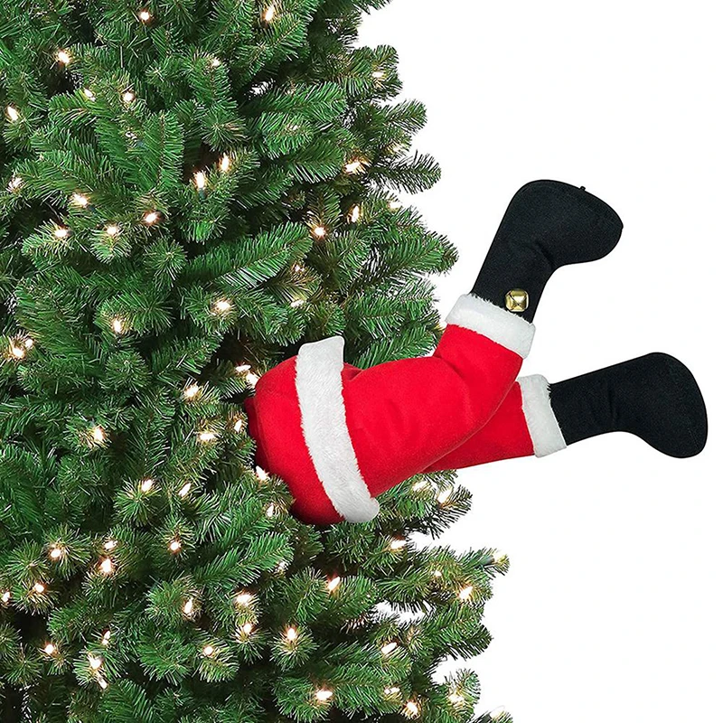 סנטה קלאוס רגליים עץ חג מולד קישוט קטיפה הדלת עיצוב סנטה קלאוס, שדון הרגל תפאורה חג המולד הבית תלויים קישוטים - 5