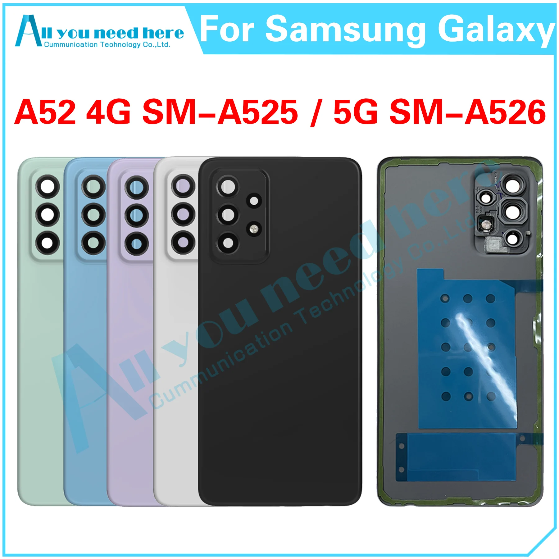 עבור Samsung Galaxy A52 4G 5G SM-A525 SM-A526 סוללת הטלפון בחזרה כיסוי אחורי מקרה כיסוי אחורי המכסה החלפת חלקים - 0