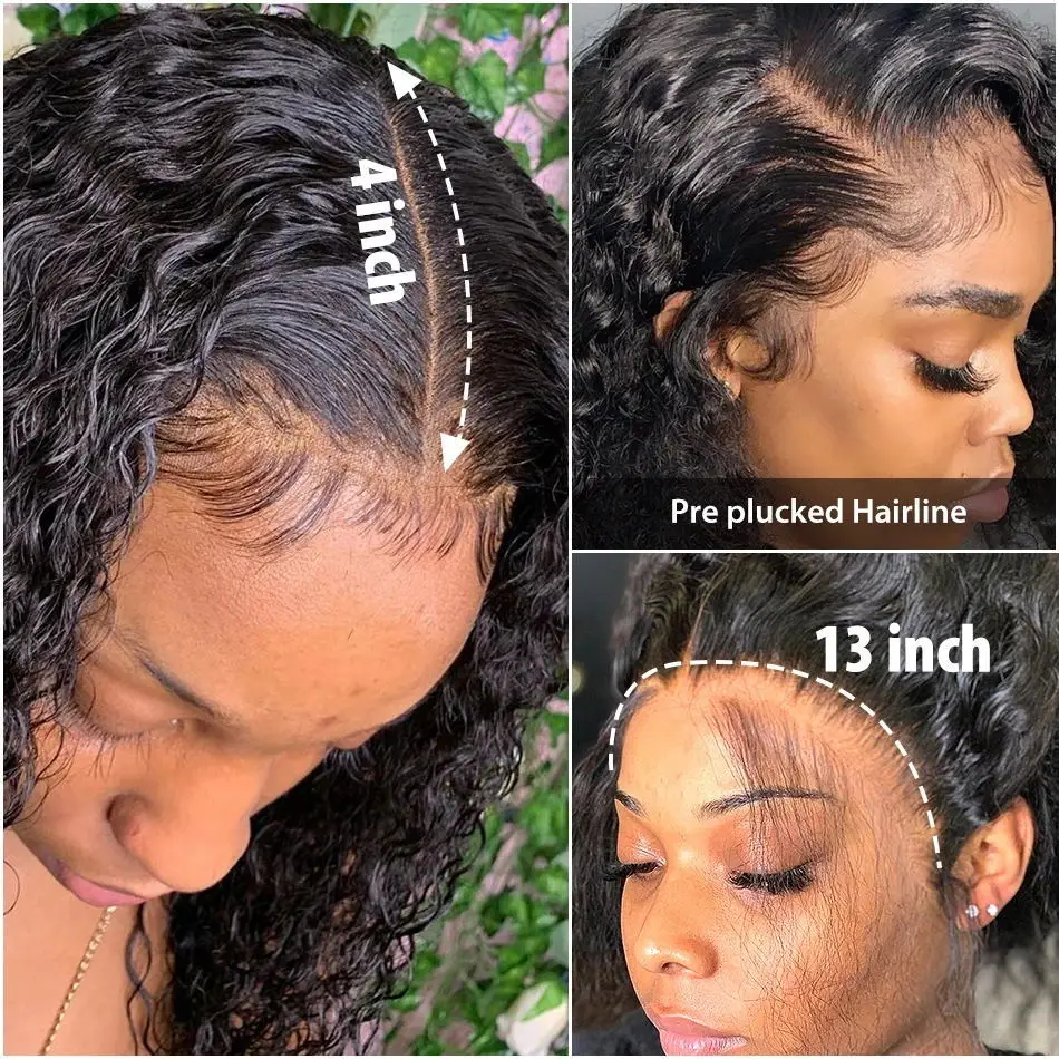 עמוק הגל הקדמי של תחרה פאות מראש קטף שיער סינתטי פאות עבור נשים מתולתלות פאה תחרה לאפריקה נשים - 4