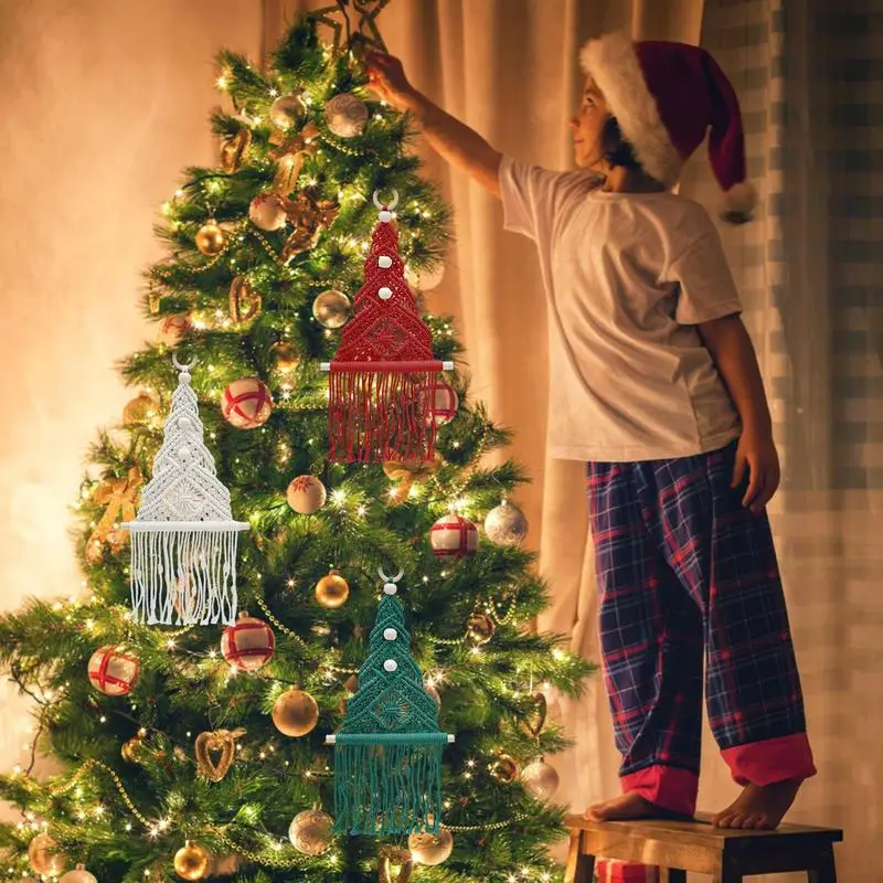 עץ חג המולד מקרמה Decors חג המולד עץ מקרמה תליון עם שרוך יצירתי מתנות סלון חדר שינה חדר ילדים - 2