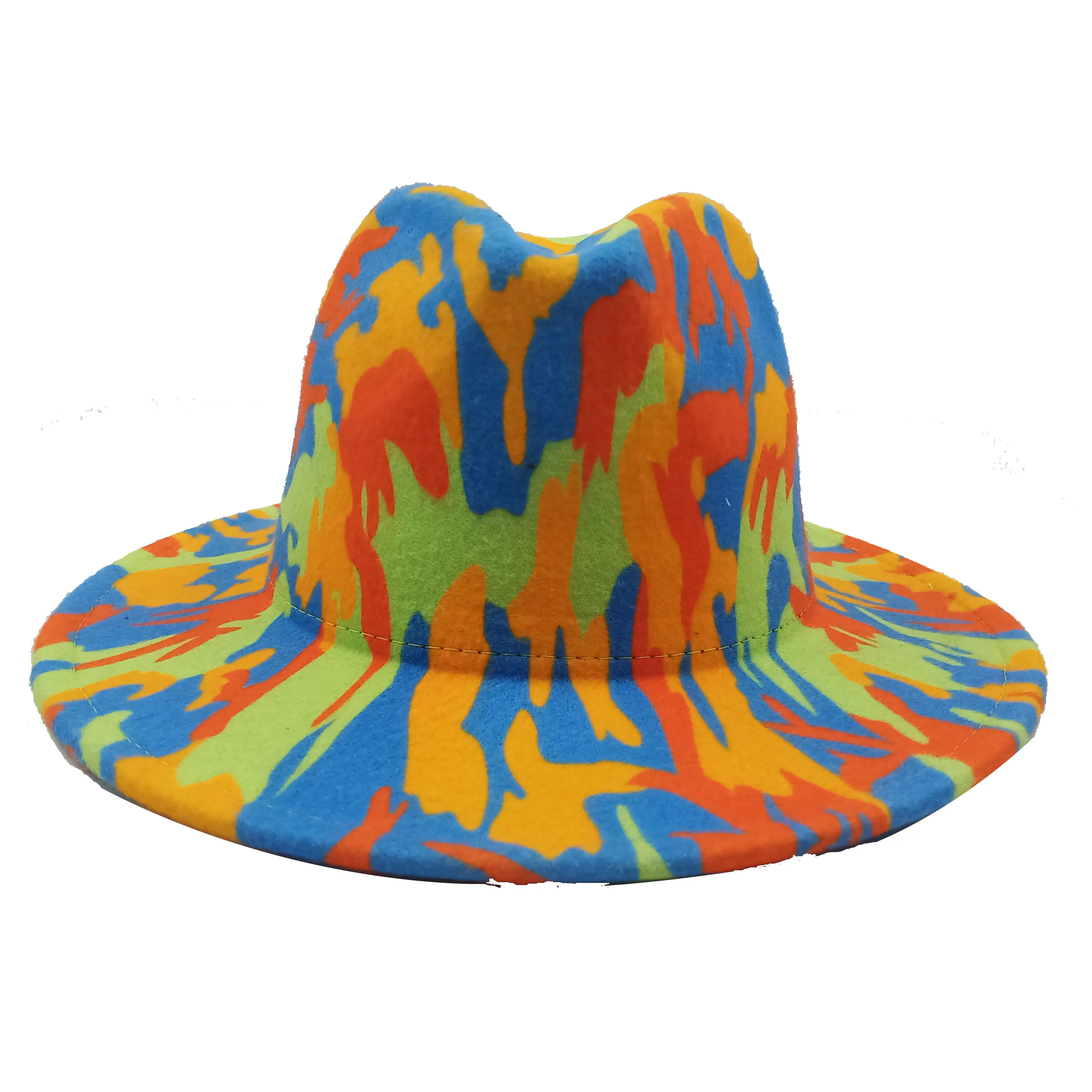 פשוט המגבעת גברים ונשים גדול שוליים אופנה כובע שטוח שוליים כובע פדורה hat האביב החדש הסוואה צמר כובע ג ' אז - 1