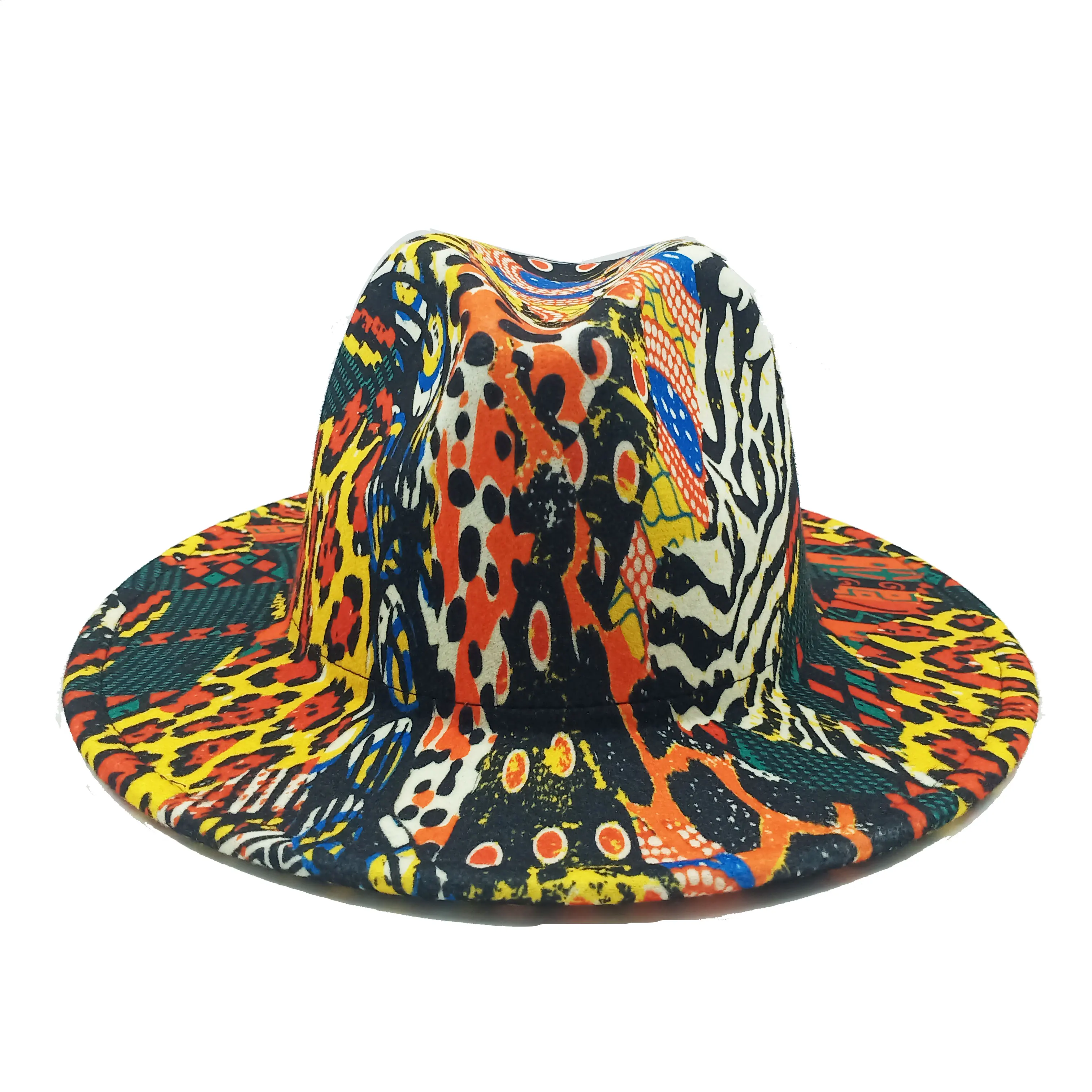 פשוט המגבעת גברים ונשים גדול שוליים אופנה כובע שטוח שוליים כובע פדורה hat האביב החדש הסוואה צמר כובע ג ' אז - 3