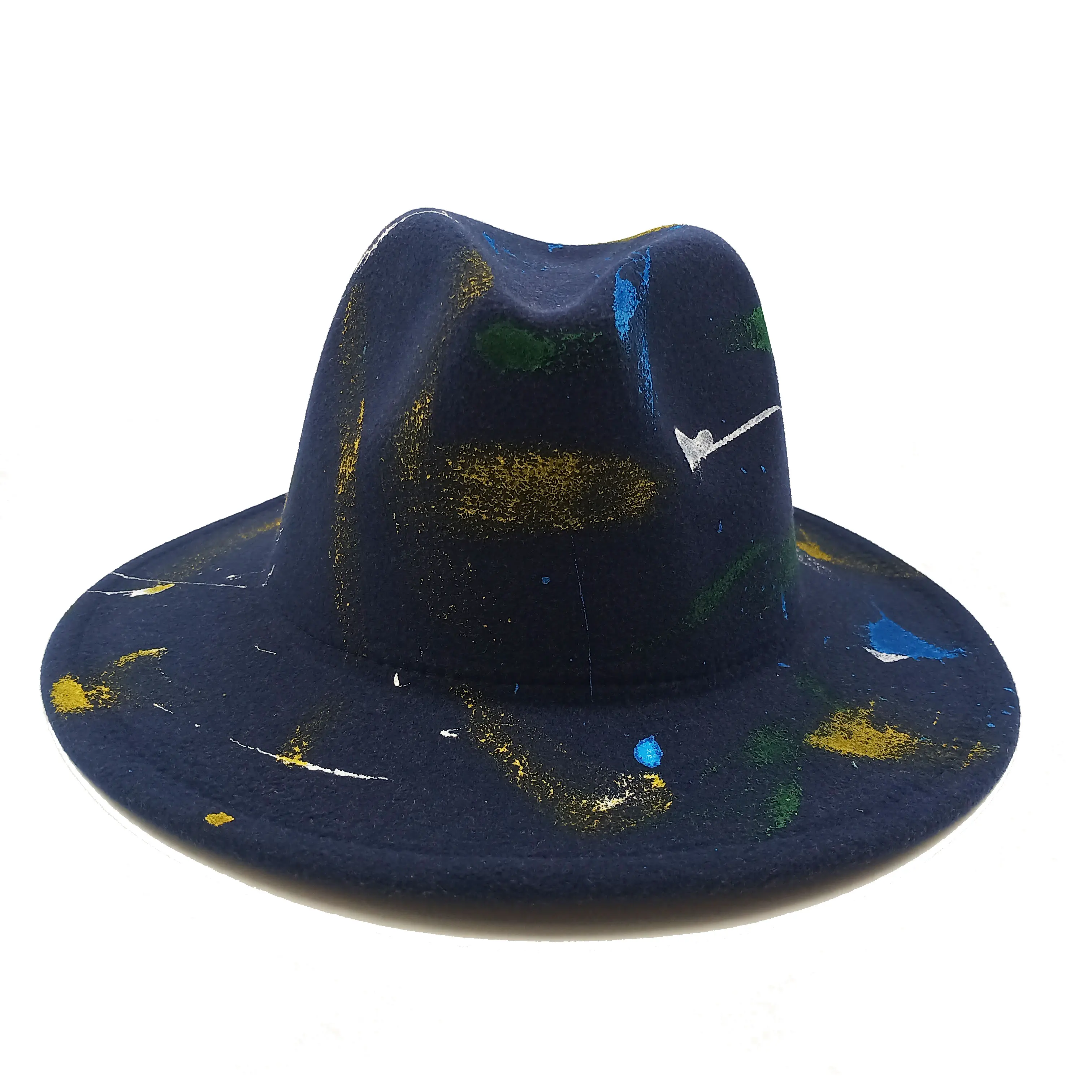פשוט המגבעת גברים ונשים גדול שוליים אופנה כובע שטוח שוליים כובע פדורה hat האביב החדש הסוואה צמר כובע ג ' אז - 4
