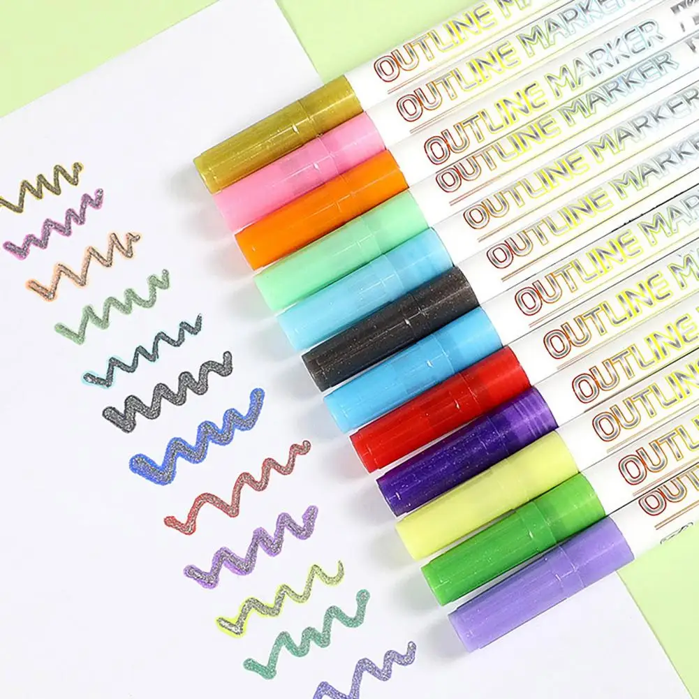 צבע ייחודי עטים נוצצים מדגיש המתאר עט סימון להגדיר מדהים אמנות הכתיבה עיצוב אלבומים 20 יח ' חלקה צביעה - 1