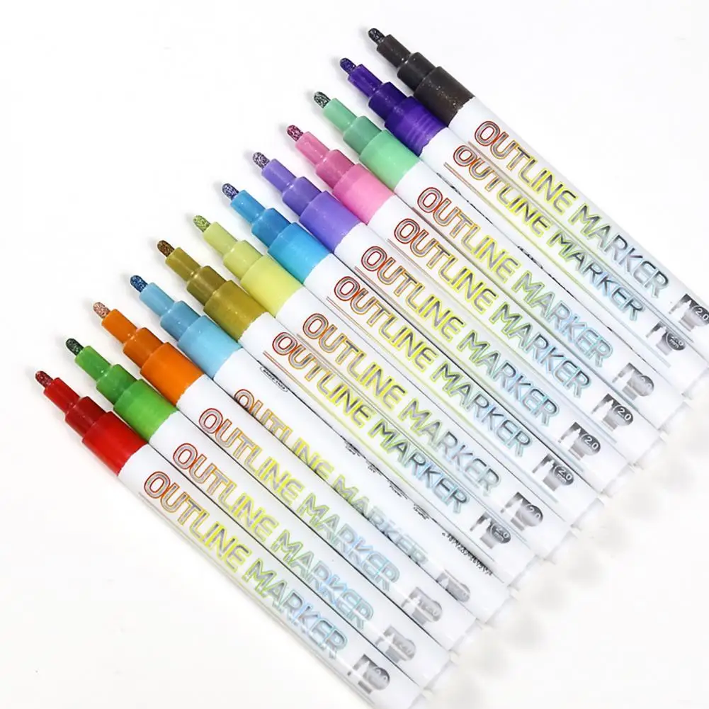 צבע ייחודי עטים נוצצים מדגיש המתאר עט סימון להגדיר מדהים אמנות הכתיבה עיצוב אלבומים 20 יח ' חלקה צביעה - 3
