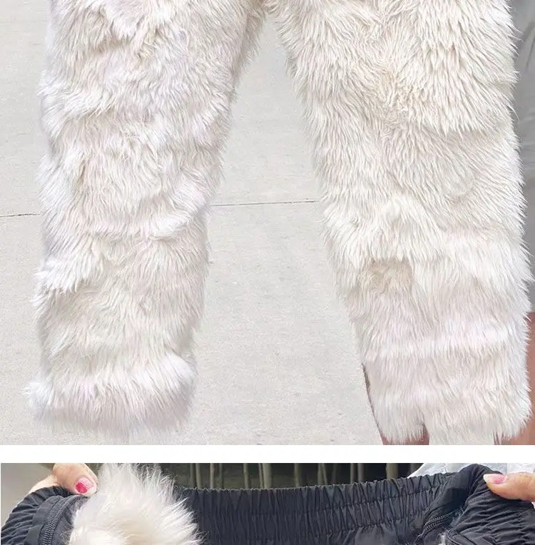 צמר כותנה מכנסיים קר עמיד חם כבש מכנסי עור כבש צמר משולב תחתונים בחורף צמר גפן החליפה 100kg יכולה ללבוש. - 3