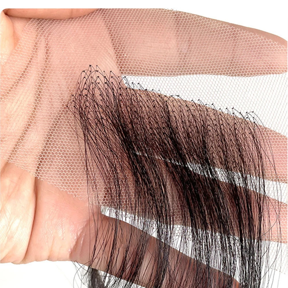 קצוות השיער העליון שוויצרי HD תחרה התינוק שיער פסים לשימוש חוזר בלתי נראה תחרה השיער לנשים, שחור טבעי, צבע - 4
