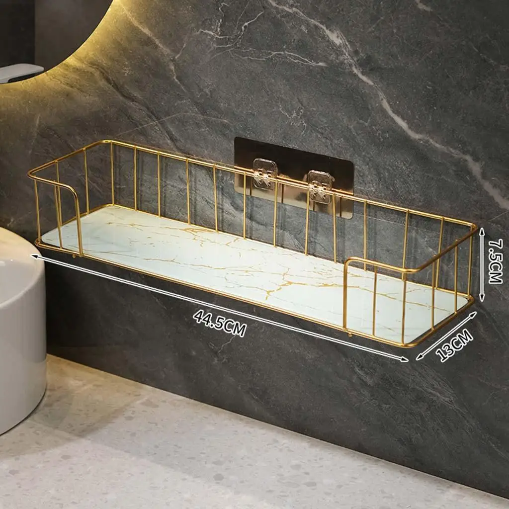 רב תכליתיים ברזל אמנות על הקיר בשירותים מדף ואביזרי אמבטיה גדול שחור זהב - 5