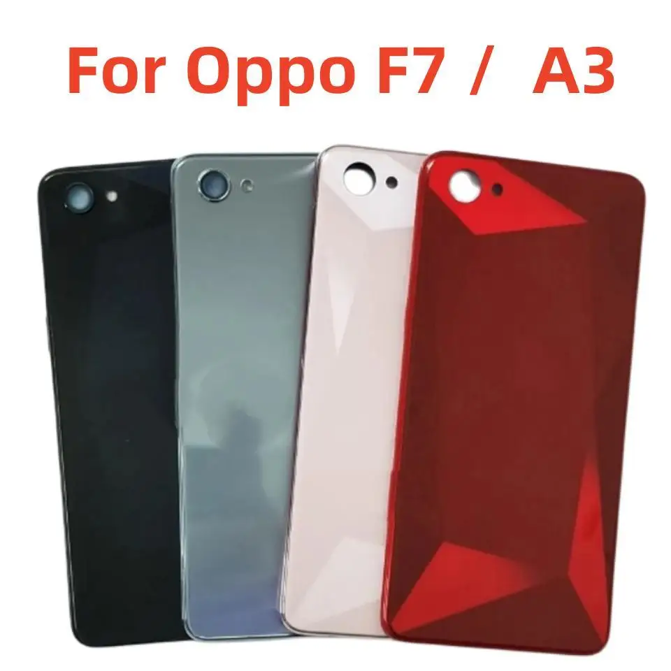 שחור/אדום/ורוד/כסף עבור Oppo F7 עבור Oppo A3 בחזרה את מכסה הסוללה הדלת דיור תיק אחורי זכוכית חלקים - 0