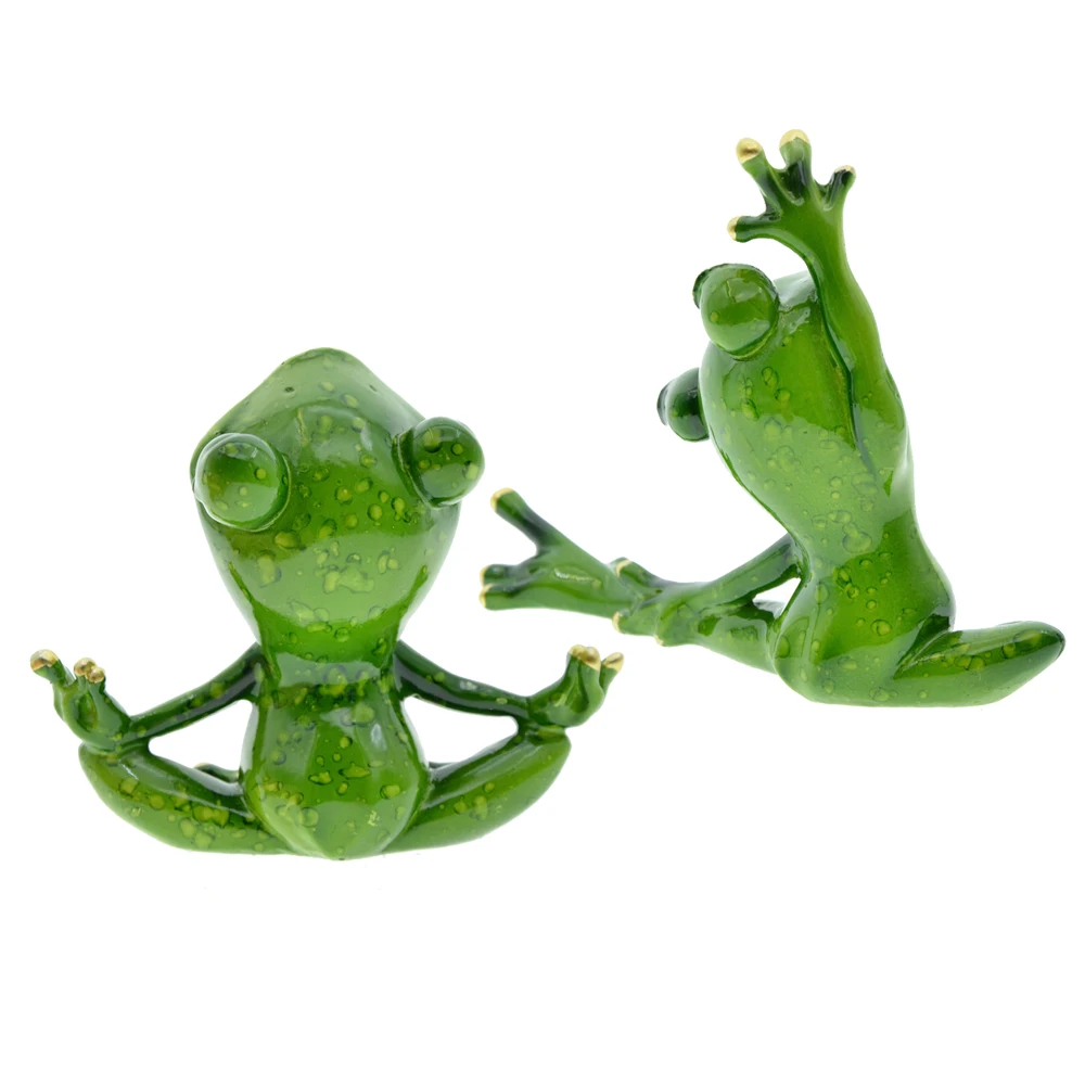 שרף יוגה צפרדע פסלון יצירתי הרומן פסל חמוד מצחיק עיצוב הבית אביזרי הסלון שולחן העבודה קישוט - 1