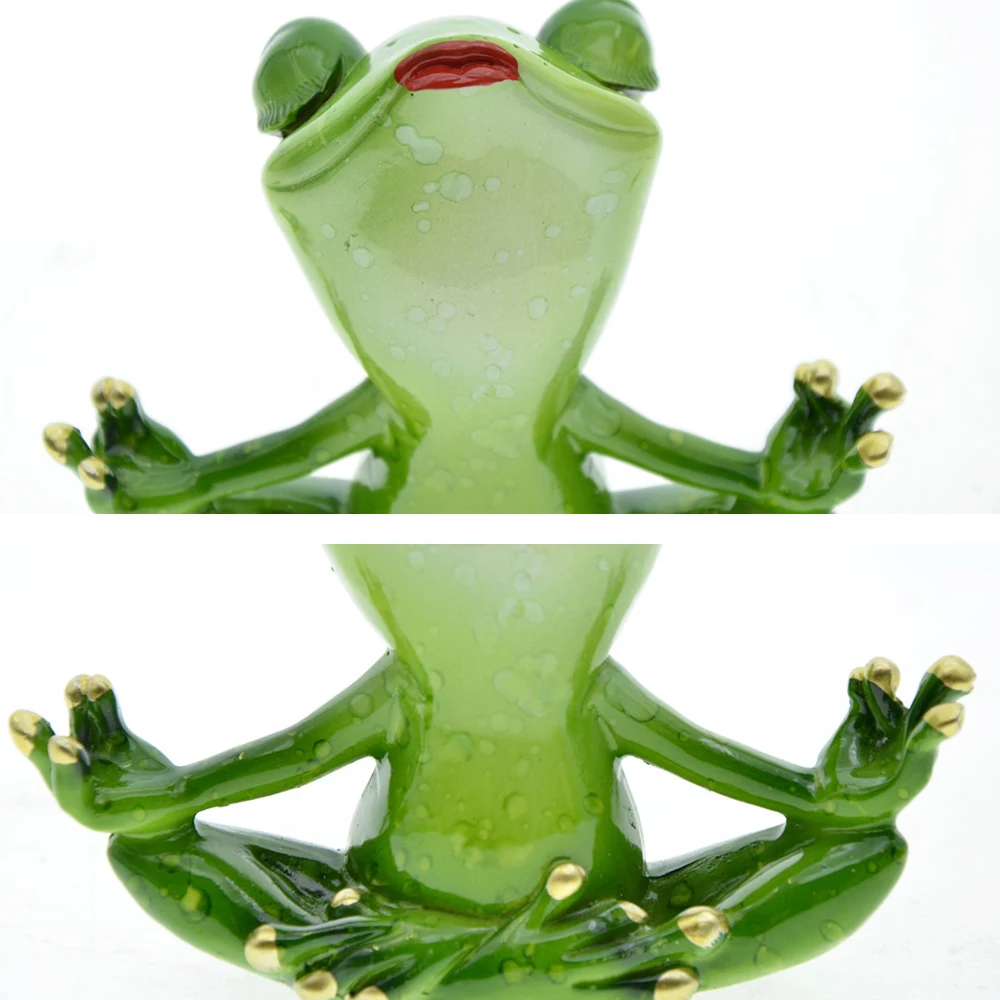שרף יוגה צפרדע פסלון יצירתי הרומן פסל חמוד מצחיק עיצוב הבית אביזרי הסלון שולחן העבודה קישוט - 3