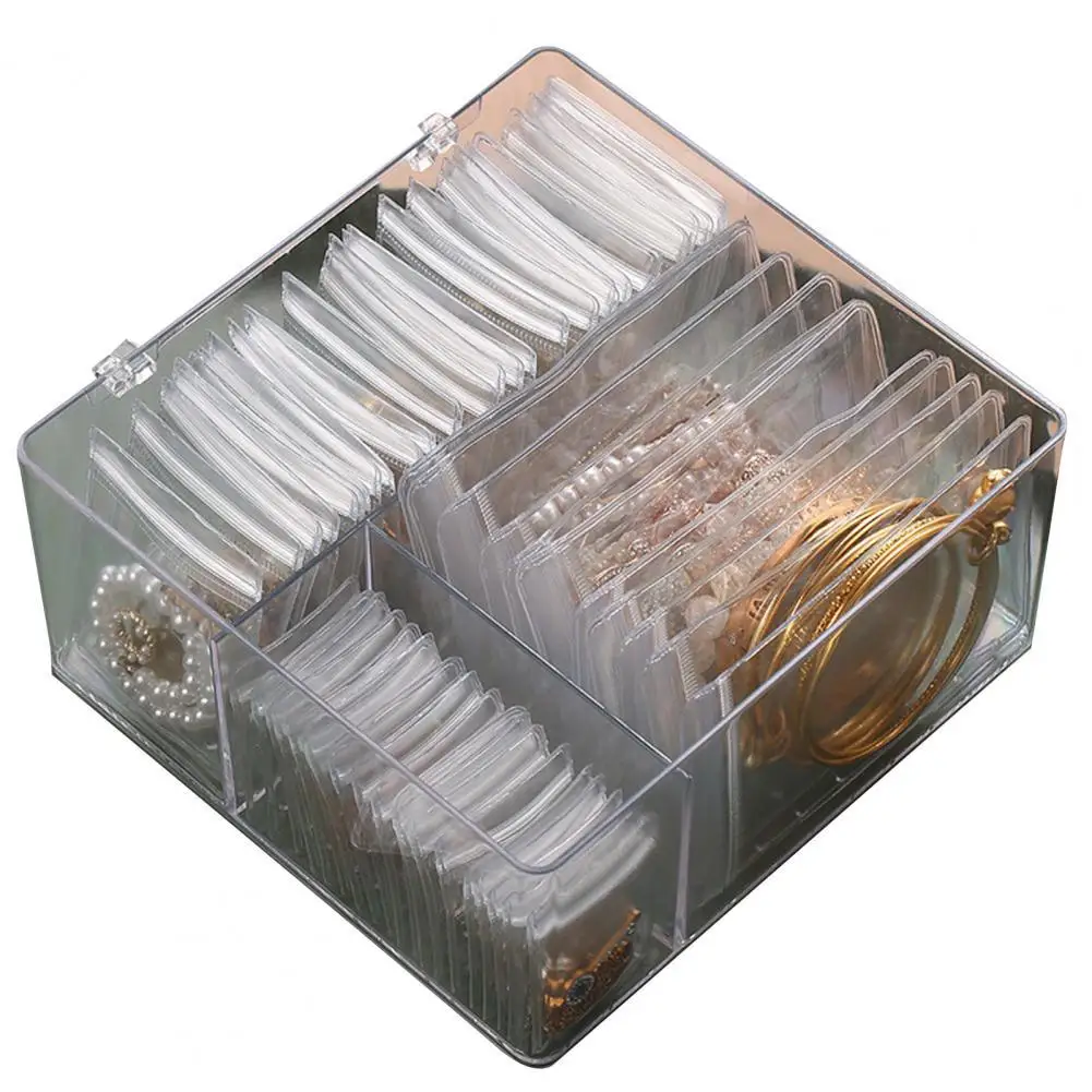 תיבת אחסון 1 סט עגילים ארגונית Flip-מכסה פתוח אנטי-שוחקים פלסטיק קטן אריזה אחסון בקופסת תכשיטים עבור שולחן העבודה - 0