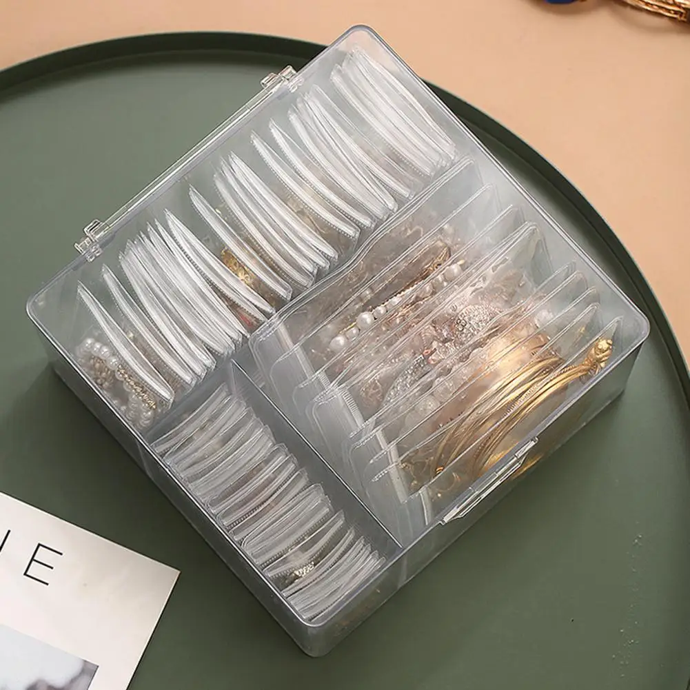 תיבת אחסון 1 סט עגילים ארגונית Flip-מכסה פתוח אנטי-שוחקים פלסטיק קטן אריזה אחסון בקופסת תכשיטים עבור שולחן העבודה - 1