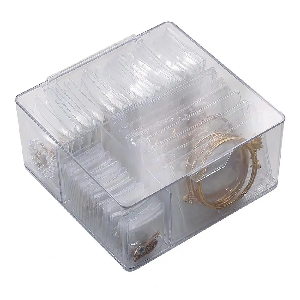 תיבת אחסון 1 סט עגילים ארגונית Flip-מכסה פתוח אנטי-שוחקים פלסטיק קטן אריזה אחסון בקופסת תכשיטים עבור שולחן העבודה - 2