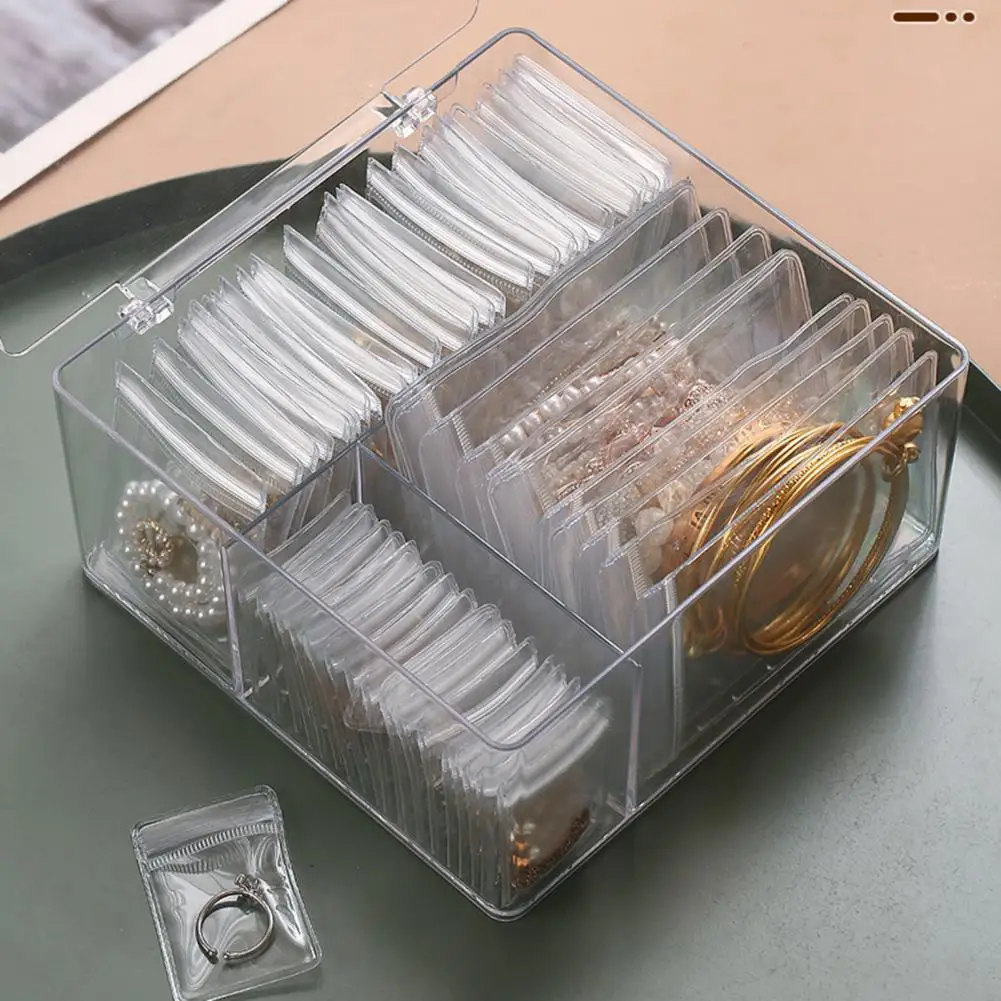 תיבת אחסון 1 סט עגילים ארגונית Flip-מכסה פתוח אנטי-שוחקים פלסטיק קטן אריזה אחסון בקופסת תכשיטים עבור שולחן העבודה - 3