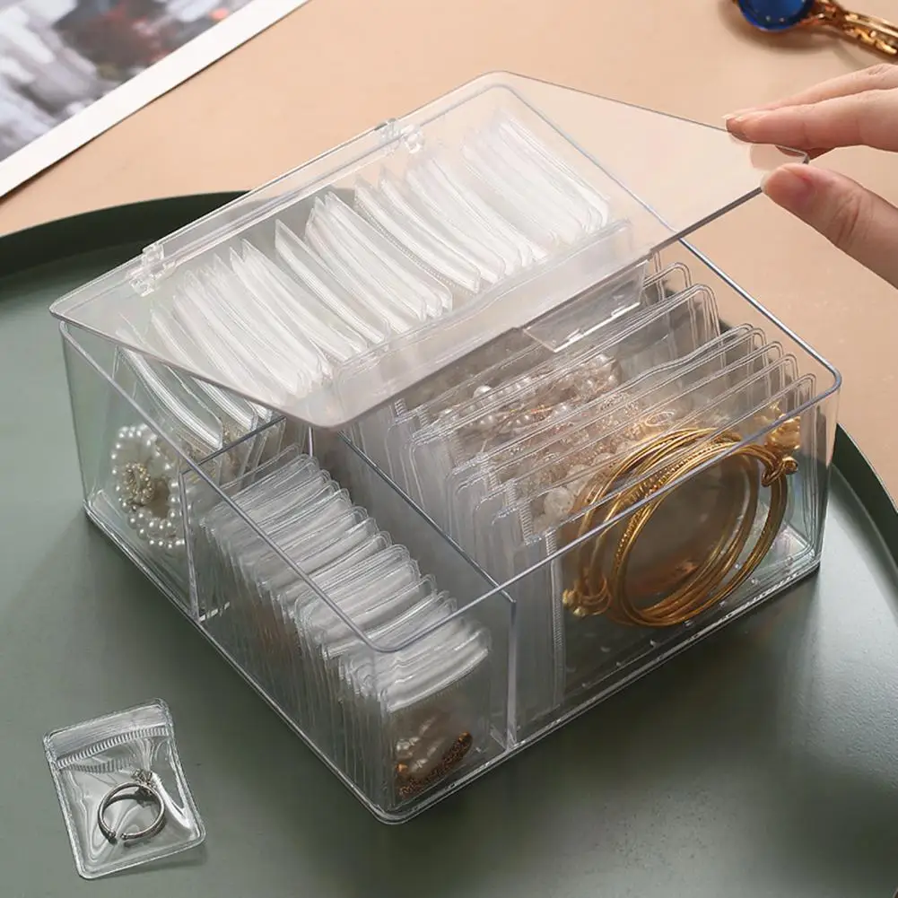תיבת אחסון 1 סט עגילים ארגונית Flip-מכסה פתוח אנטי-שוחקים פלסטיק קטן אריזה אחסון בקופסת תכשיטים עבור שולחן העבודה - 4