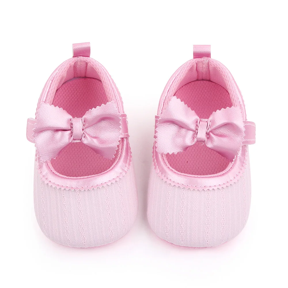 תינוק חמוד קשת הנסיכה נעליים מוצק צבע רך התחתונה הראשון נעלי פעוט 0-18 חודשים התינוק הנולד נעליים ילדה - 1